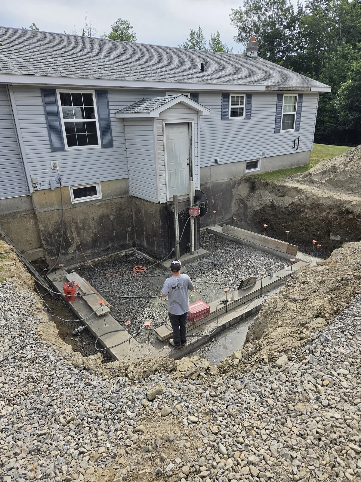Wall sawing a residential foundation for a new addition
